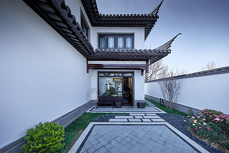 中式花园山东中式别墅景观大院建筑背景