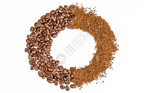 咖啡豆和咖啡粉高清图片