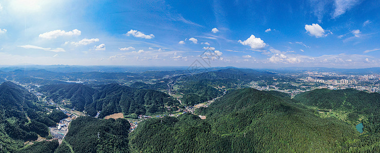 航拍群山相连全景图背景图片