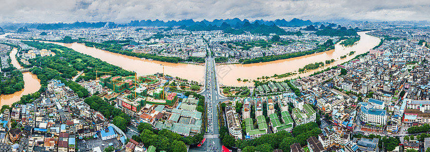 雨刮片夏季南方暴雨洪涝灾害桂林漓江洪峰背景