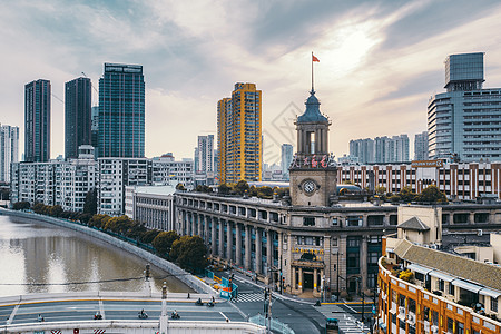 上海外滩夜景上海邮政博物馆背景