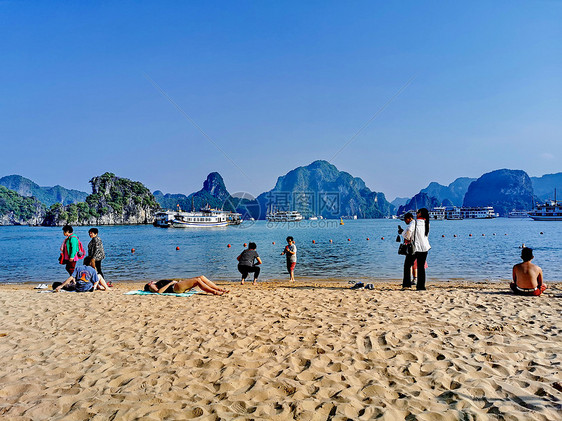 越南海上桂林下龙湾沙滩图片