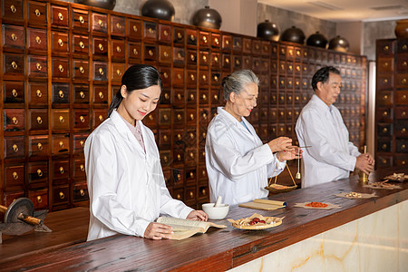 中医馆中医准备药材图片