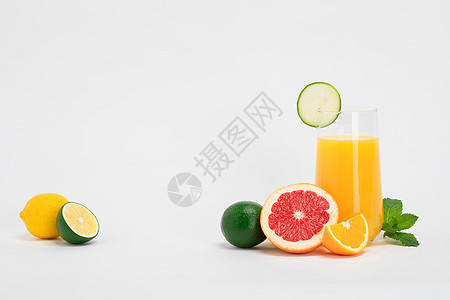 夏季水果混合果汁背景图片