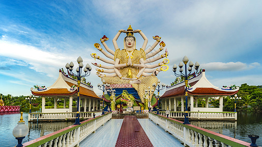 泰国苏梅岛寺庙地标千手观音高清图片