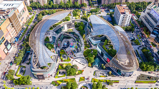 北京西环广场高空视角航拍广州天河区天环广场购物中心背景