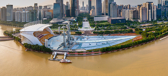 航拍广州亚运会公园场馆海心沙背景图片