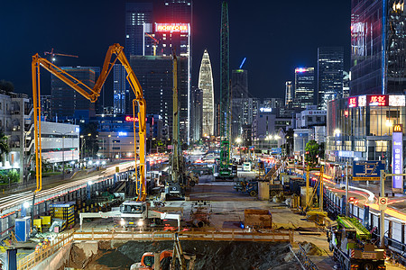 地铁深圳深圳地铁夜晚施工背景