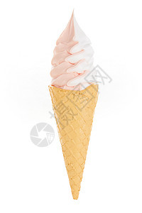 草莓奶油双色甜筒冰淇淋图片