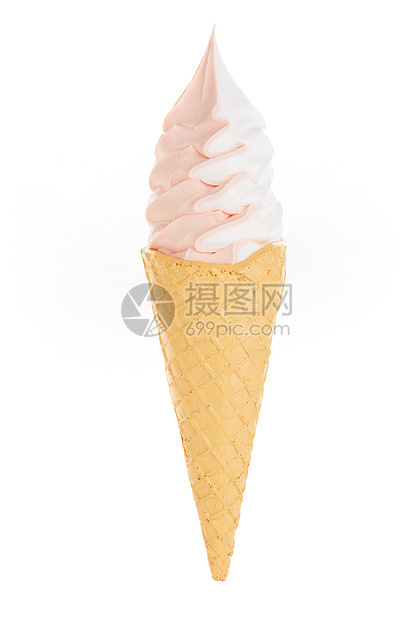 草莓奶油双色甜筒冰淇淋图片