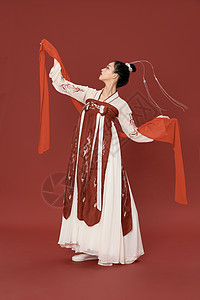 中国风汉服古风美女跳舞优雅高清图片素材