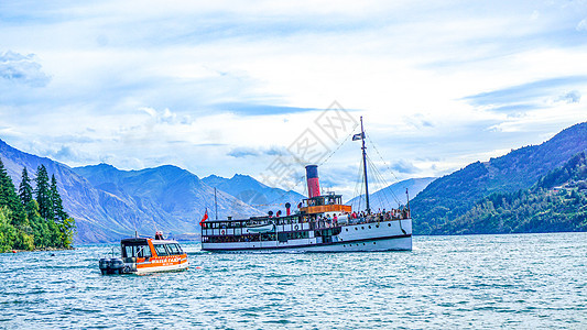 新西兰皇后镇蒸汽船背景图片
