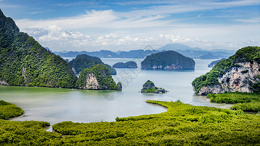 北部大陆架泰国普吉岛北部攀牙湾海上桂林喀斯特地貌背景