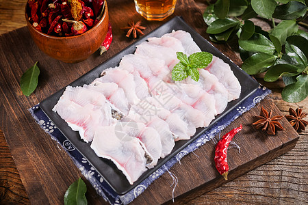 新鲜鱼片火锅食材草鱼片高清图片