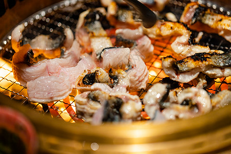 火烤鳗鱼炭火鳗鱼肉高清图片