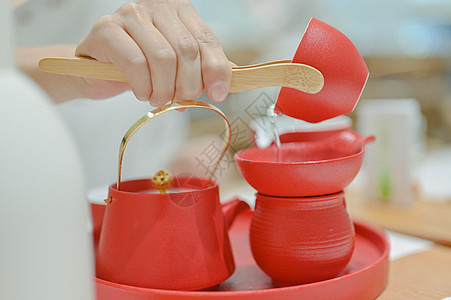茶艺师洗茶背景图片