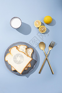 清新文艺早餐面包牛奶图片