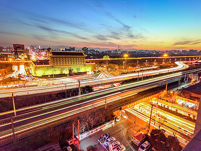 城市公路西安城墙北门背景