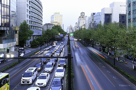 杭州延安路天桥夜景高清图片