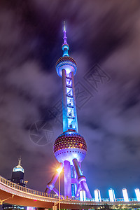 上海浦江夜景上海东方明珠塔建筑夜景照片背景