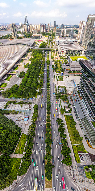 竖拍城市建筑广州市琶洲道路竖屏车流图片