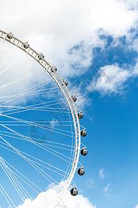 天空之眼蓝天下的摩天轮特写背景