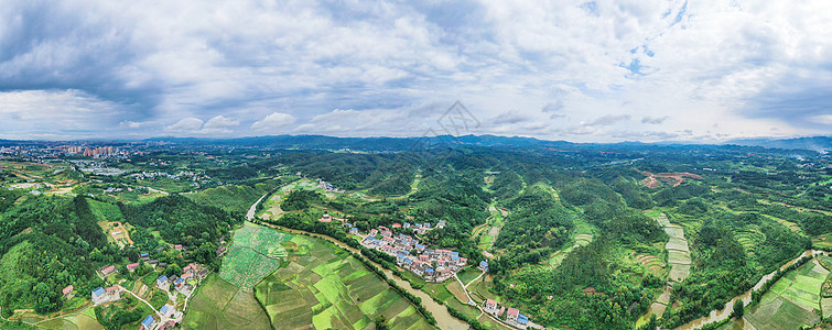 航拍湖南丘陵地貌全景图背景图片