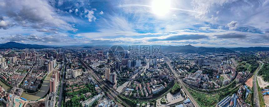 航拍湖南湘西城市天际线全景图图片