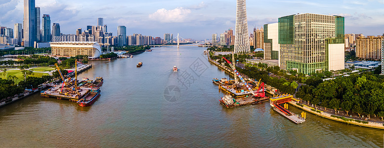 航拍珠江码头风景广州市珠江水域图片