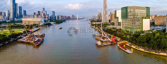 航拍珠江码头风景广州市珠江水域图片