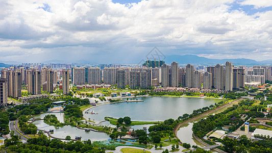 漳州碧湖公园周边建筑群背景图片