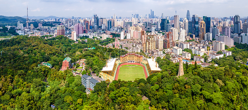 航拍全景越秀山公园广州市城市景观图片