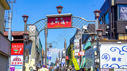 日本美食街镰仓小町通美食街背景