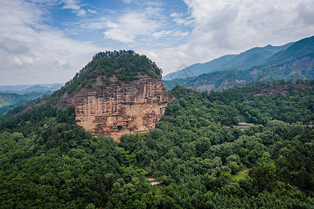 麦积山石窟航拍背景