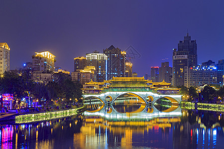 古建夜景成都九眼桥夜景背景