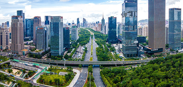 深圳市全景航拍全景深南大道深圳城市建筑交通运输背景