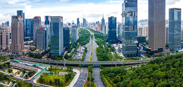 航拍全景深南大道深圳城市建筑交通运输图片