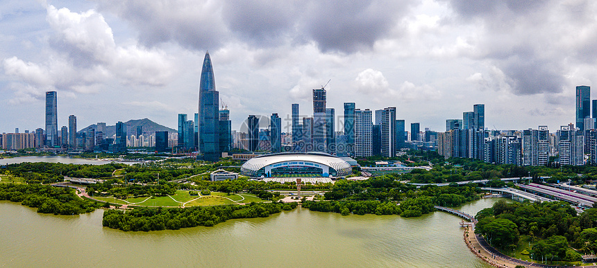 全景航拍深圳人才公园城市建筑群图片