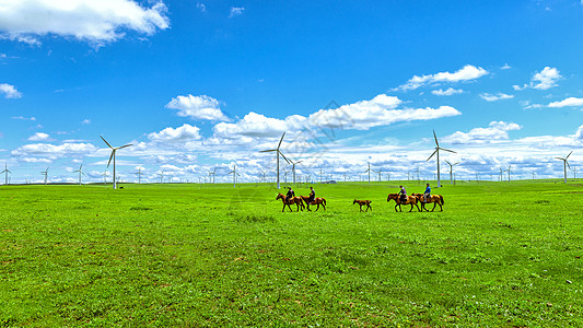 内蒙古辉腾锡勒草原牧场骑马背景图片