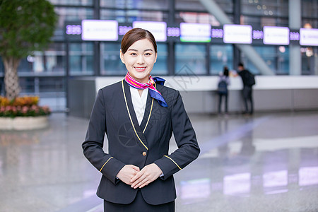 航空美女机场空姐服务人员背景