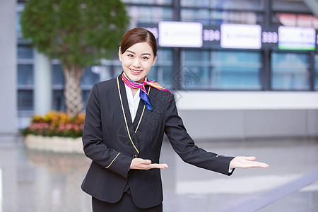 热情美女机场空姐服务背景