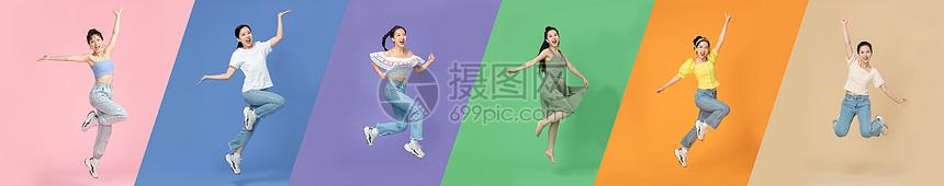 活力青春色彩美女拼图图片