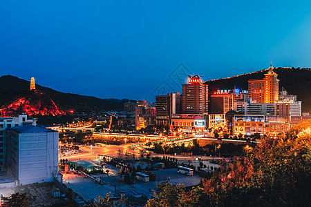 延安夜景延安市中心夜景背景