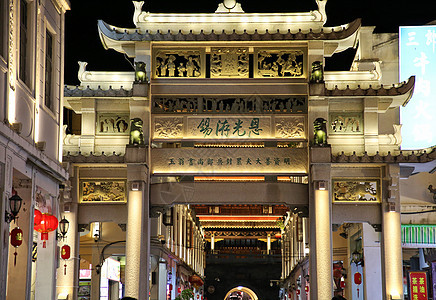 潮州牌坊街夜景背景图片