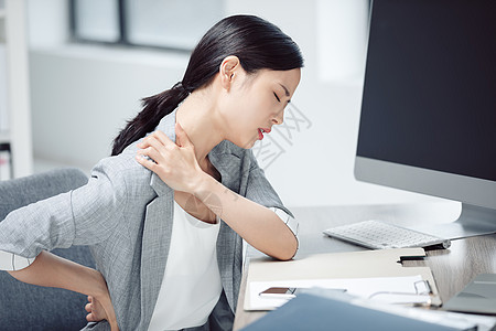 背痛女性亚健康白领商务女性职业病背景