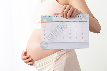 孕妇照孕妇手拿日历本背景