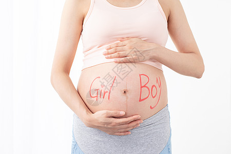 孕妇婴儿男孩或者女孩概念图片