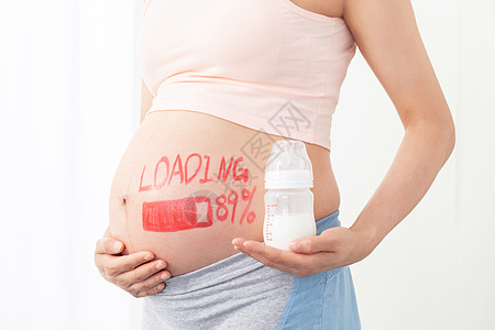 孕妇预产期临近拿奶瓶图片