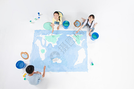 儿童绘画世界地图高清图片