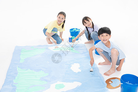 儿童一起绘画世界地图图片